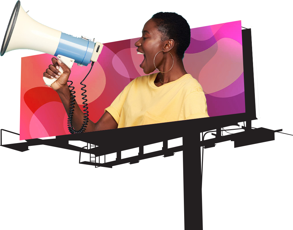 Homepage Hero Billboard Graphic with Megaphone